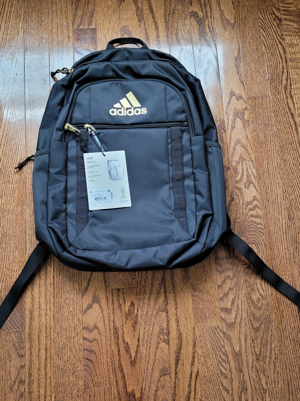 adidas Black Backpack with Gold Logo Accents
